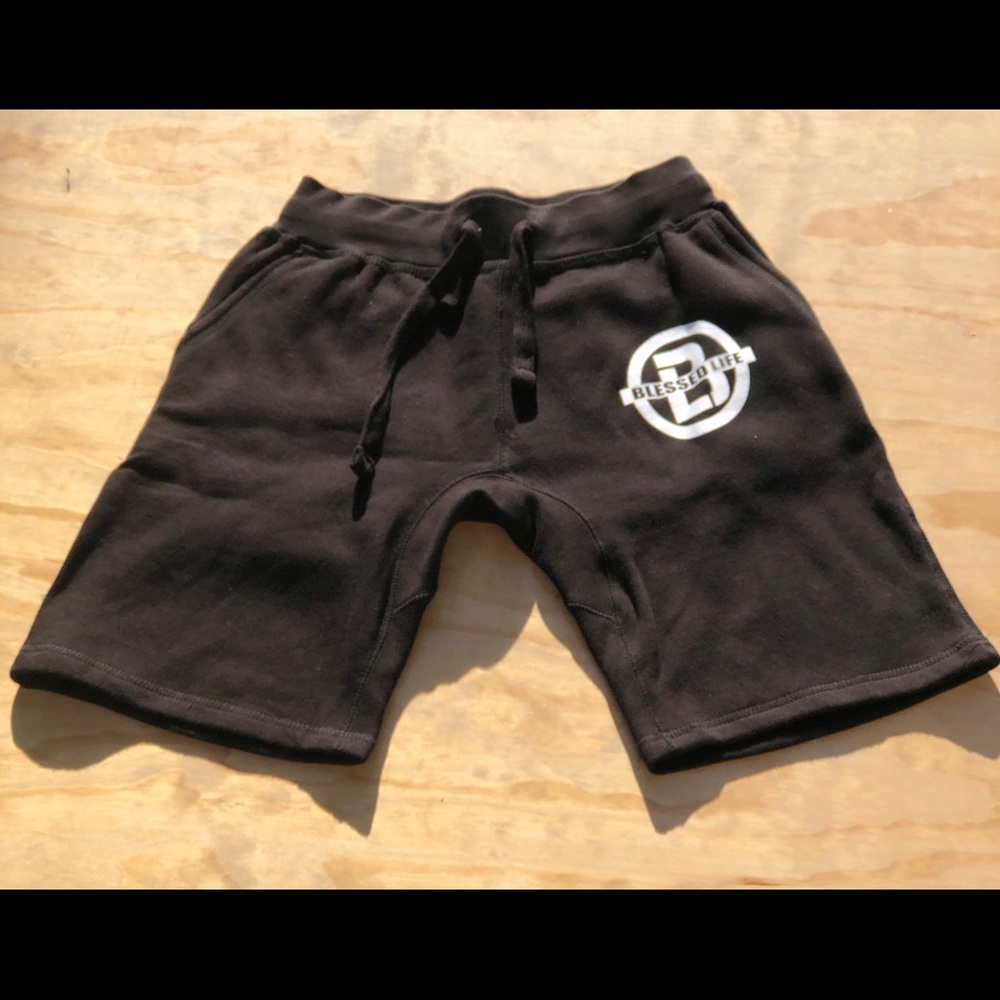 Unisex blessed life Sweat Shorts with white logo